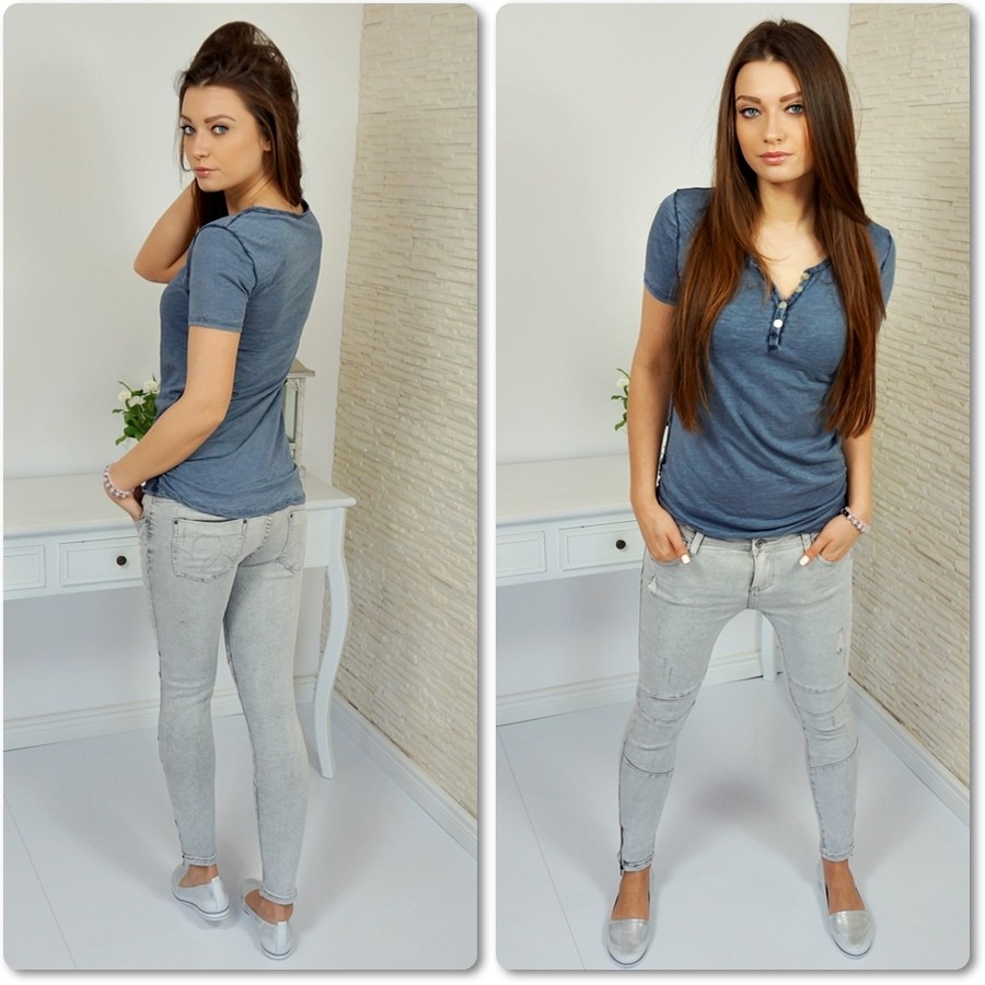 Goo15m spodnie damskie jeans szare rurki suwak Zdjęcie na GOO15 SPODNIE DAMSKIE JEANS SZARE RURKI SUWAK
