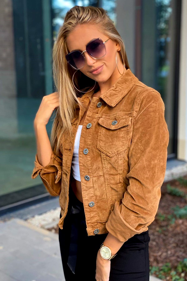 KURTKA SZTRUKSOWA EMI KATANA DENIM CAMEL Monita Stile