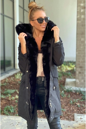 KURTKA PARKA MISIO SOFII BEAR BLACK 8201 KAPTUR