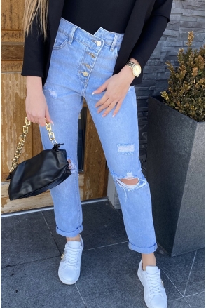 SPODNIE JEANS Miss Boyfriend dziury 9085