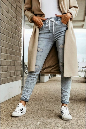 SPODNIE JEANS Place du Jour Denim wiązane 97105
