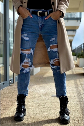 SPODNIE JEANS DZIURY CREATIVITY fit BLUE 1693