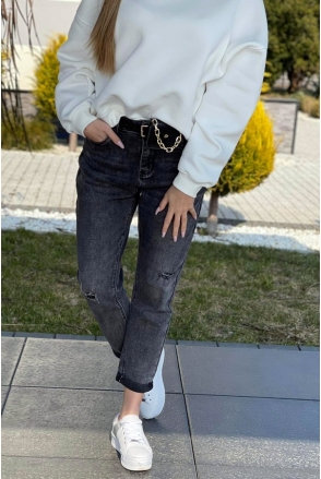SPODNIE JEANS Black MOM Fit Premium Denim BF86