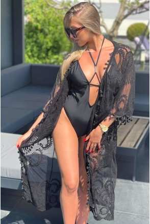 Narzutka Plażowa Pareo Sukienka MOJRA BOHO BLACK 2