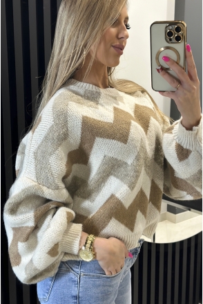 Sweter BUFFI damski OVERSIZE UNI beż