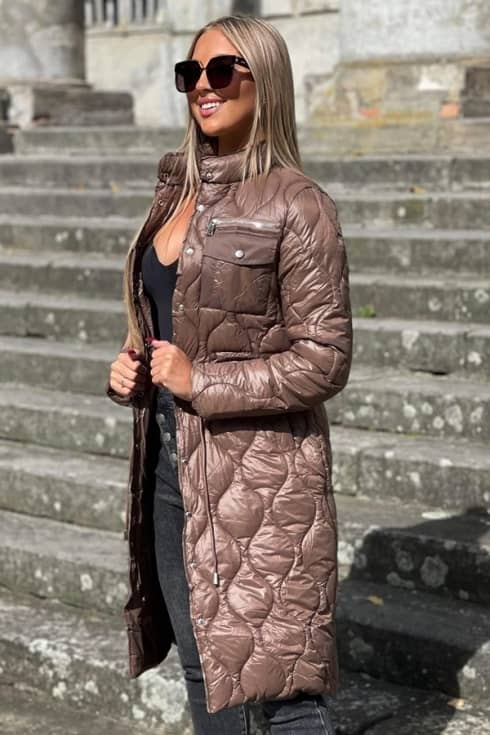 Płaszcz damski OLIVIA pikowany BRĄZ
