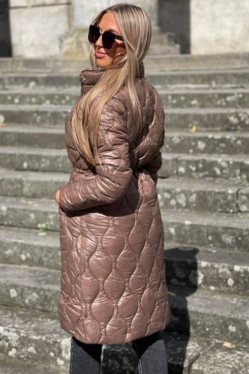 Płaszcz damski OLIVIA pikowany BRĄZ