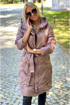 Płaszcz damski PICCO długi pikowany Light BROWN