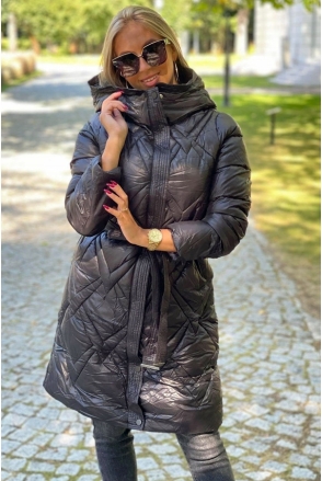 Płaszcz damski PICCO długi pikowany BLACK