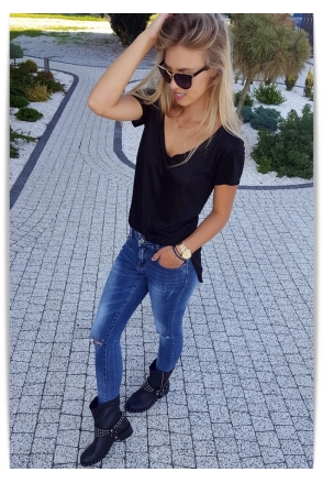 Spodnie JEANS dziury RURKI D960