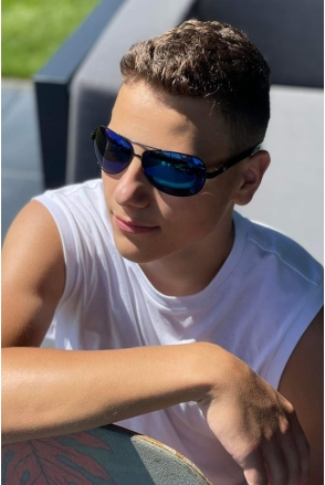 OKULARY MĘSKIE POLARYZACYJNE FLEX PILOTKI black blue 8