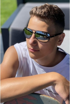 OKULARY MĘSKIE POLARYZACYJNE FLEX PILOTKI black white 8