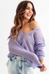 Damski sweter ażurowy oversize LOUSE LILA