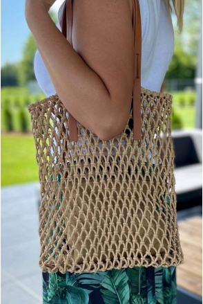 Torebka damska Makrama Boho pleciona Camel 251